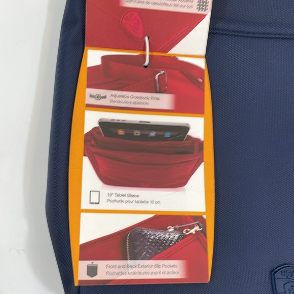 Heys Travel HiLite Crossbody Bag Navy RFID Shield Tablet Sleeve NWT - Picture 5 of 13